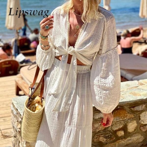 two piece dress casual ladies v neck high waist skirt set women white solid color lantern long sleeve spring beach s 230505
two piece dress casual ladies v neck high waist skirt set women white solid color lantern long sleeve spring beach s 230505