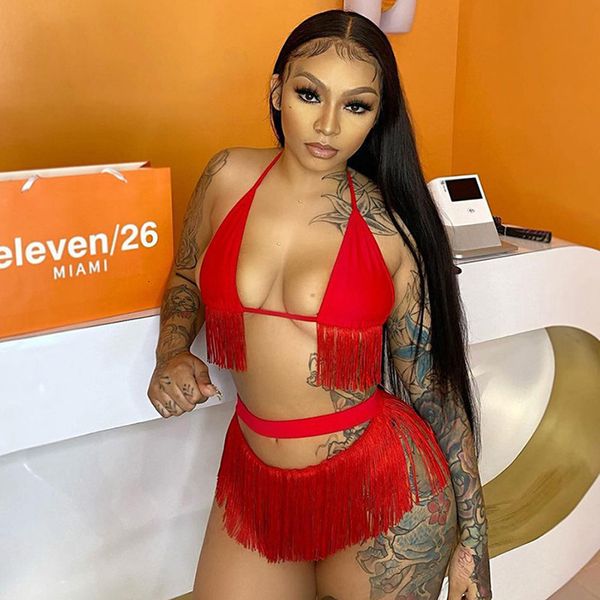 women's swimwear bikini two piece set tassel bra and short pants bandage solid color swimsuit summer beach clothes for 230505, White;black
women's swimwear bikini two piece set tassel bra and short pants bandage solid color swimsuit summer beach clothes for 230505, White;black