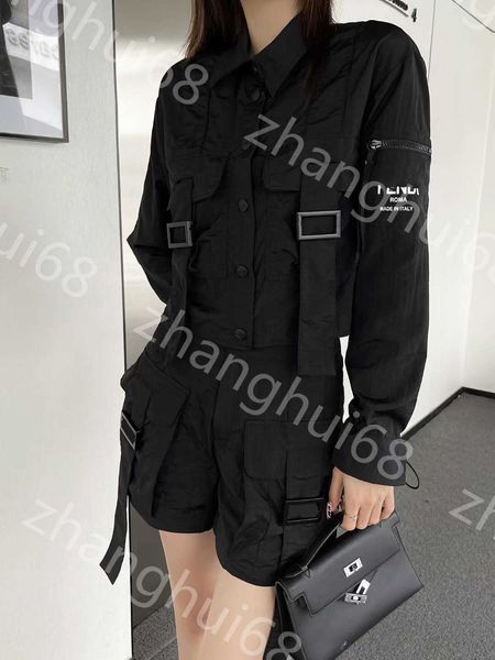 23ss women shirt womens designer clothing high neck blouse pocket printed zipper lapel short long-sleeved shirt in black women clothes, White
23ss women shirt womens designer clothing high neck blouse pocket printed zipper lapel short long-sleeved shirt in black women clothes, White