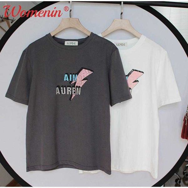 women's t-shirt letter printed woman tshirts 100 cotton oneck short sleeve simple t shirt women 2021 summer fashion casual ladies tee, White
women's t-shirt letter printed woman tshirts 100 cotton oneck short sleeve simple t shirt women 2021 summer fashion casual ladies tee, White