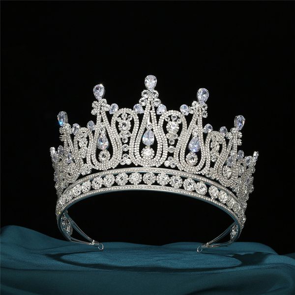 european style palace bride rhinestone crown luxury super immortal zircon ceremony stage performance crown wedding dress headwear, Silver
european style palace bride rhinestone crown luxury super immortal zircon ceremony stage performance crown wedding dress headwear, Silver