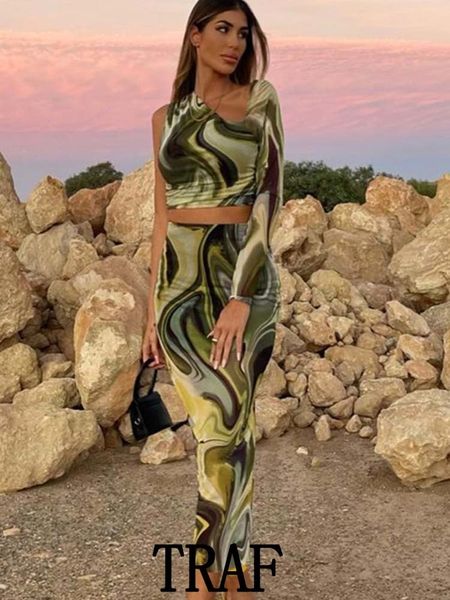 two piece dress traf woman 2 pieces sets fashion tulle printed asymmetry one shoulder slim blouse high waist skirt elegant casual set 230505, White
two piece dress traf woman 2 pieces sets fashion tulle printed asymmetry one shoulder slim blouse high waist skirt elegant casual set 230505, White