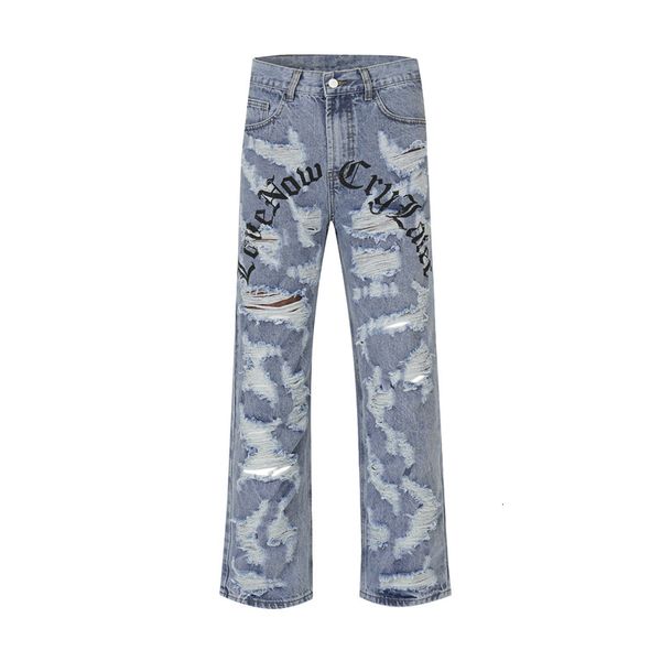 men's jeans destroyed pants vibe style ripped hip hop denim trousers letter printed loose fit y2k cowboy bottoms 230504, Blue
men's jeans destroyed pants vibe style ripped hip hop denim trousers letter printed loose fit y2k cowboy bottoms 230504, Blue