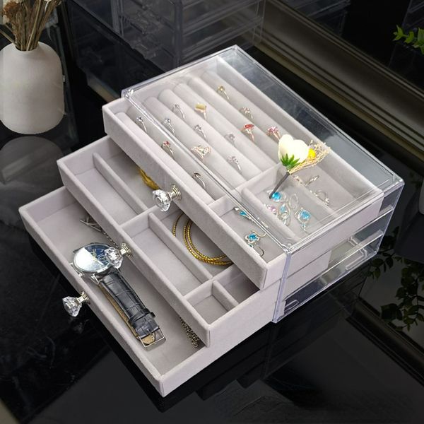 jewelry boxes 3-layers transparent jewelry organizer large ring necklace earring makeup holder cases velvet jewelry box for women 230505, Black;white
jewelry boxes 3-layers transparent jewelry organizer large ring necklace earring makeup holder cases velvet jewelry box for women 230505, Black;white