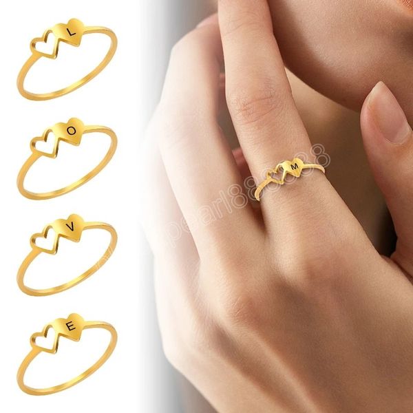exquisite simple initial letter rings for women double hearts stainless steel finger ring couple jewelry gifts wedding ring, Silver
exquisite simple initial letter rings for women double hearts stainless steel finger ring couple jewelry gifts wedding ring, Silver