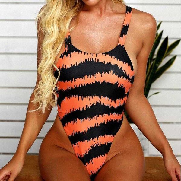 bai lan high fork one piece swimsuit backless tiger stripe pattern 0218, White;black
bai lan high fork one piece swimsuit backless tiger stripe pattern 0218, White;black