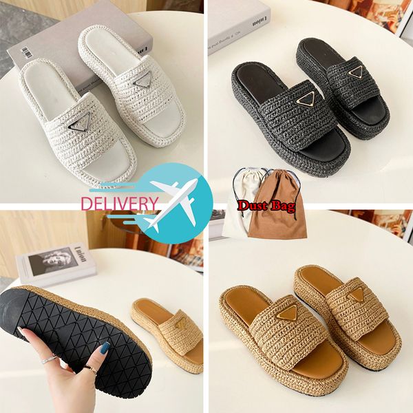 designer slippers triangle buckle raffia straw espadrilles women thick bottom sandals slip on mules slides lady platform wedges square toe f, Black
designer slippers triangle buckle raffia straw espadrilles women thick bottom sandals slip on mules slides lady platform wedges square toe f, Black