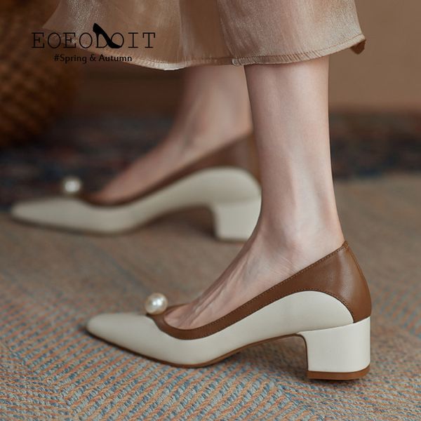 dress shoes french style heeled shoes medium heel pumps women square toe pearl pumps leather patchwork elegance heels for spring autumn 2305, Black
dress shoes french style heeled shoes medium heel pumps women square toe pearl pumps leather patchwork elegance heels for spring autumn 2305, Black