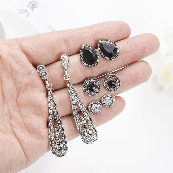 designer earrings exaggerate personalized resin earrings with diamond embedding 4 pair earring set combination four piece earrings, Silver
designer earrings exaggerate personalized resin earrings with diamond embedding 4 pair earring set combination four piece earrings, Silver