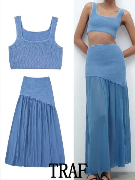 two piece dress traf woman 2 pieces sets fashion kniited short sling patchwork midi long skirts spring casual elegant slim 230505, White
two piece dress traf woman 2 pieces sets fashion kniited short sling patchwork midi long skirts spring casual elegant slim 230505, White