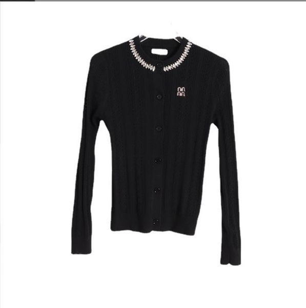 320 l 2023 autumn sweaters women's cardigan black white beads sweater crew neck long sleeve brand same style women's qianli, White;black
320 l 2023 autumn sweaters women's cardigan black white beads sweater crew neck long sleeve brand same style women's qianli, White;black