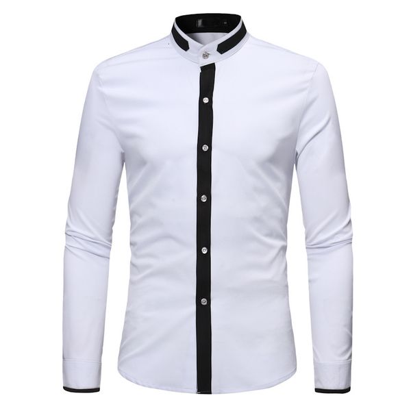 men's casual shirts men's hipster banded collar dress shirts autumn new slim fit long sleeve chemise homme casual constrast color, White;black
men's casual shirts men's hipster banded collar dress shirts autumn new slim fit long sleeve chemise homme casual constrast color, White;black