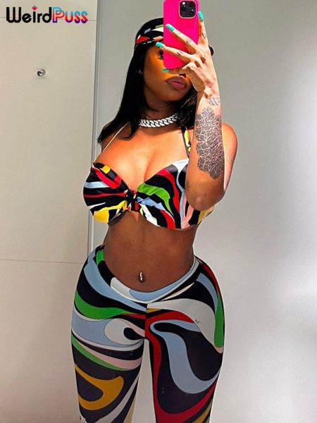 women's two piece pants weird puss colorful print 2 set women summer halter backless wrap +leggings matching streetwear party outfits 2, White
women's two piece pants weird puss colorful print 2 set women summer halter backless wrap +leggings matching streetwear party outfits 2, White
