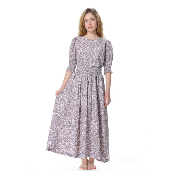 family matching outfits teen girls skirt set 3/4 sleeve summer spring lavender floral set cotton fabirc apricot color with blue floral 23050
family matching outfits teen girls skirt set 3/4 sleeve summer spring lavender floral set cotton fabirc apricot color with blue floral 23050