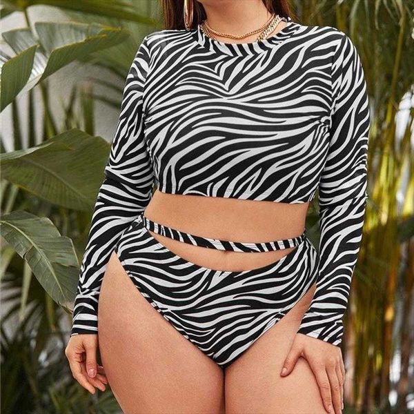 split swimsuit striped printed high waist hollow out long sleeve sunscreen swimwear women, White;black
split swimsuit striped printed high waist hollow out long sleeve sunscreen swimwear women, White;black