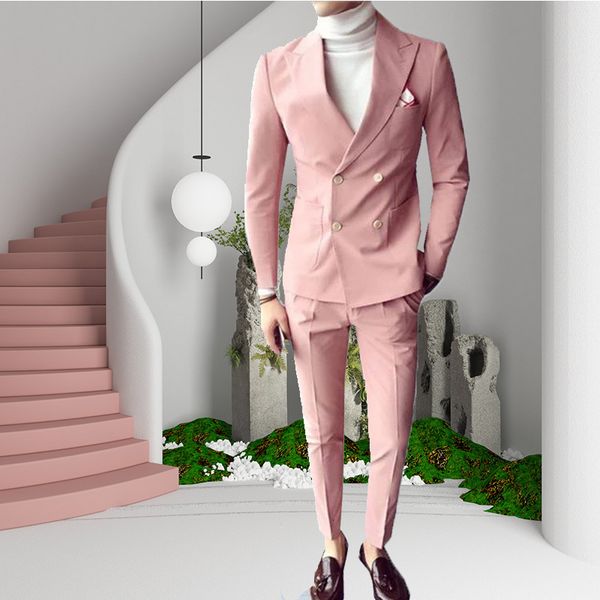 men's suits blazers pink fashion sunshine men suits double breasted 2 pieces jacketpants peaked collar slim fit suits for wedding party, White;black
men's suits blazers pink fashion sunshine men suits double breasted 2 pieces jacketpants peaked collar slim fit suits for wedding party, White;black