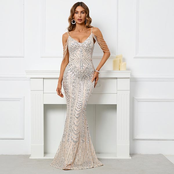 party dresses yidingz pink sequin strap beading maxi v neck evening long prom 230505, White;black
party dresses yidingz pink sequin strap beading maxi v neck evening long prom 230505, White;black