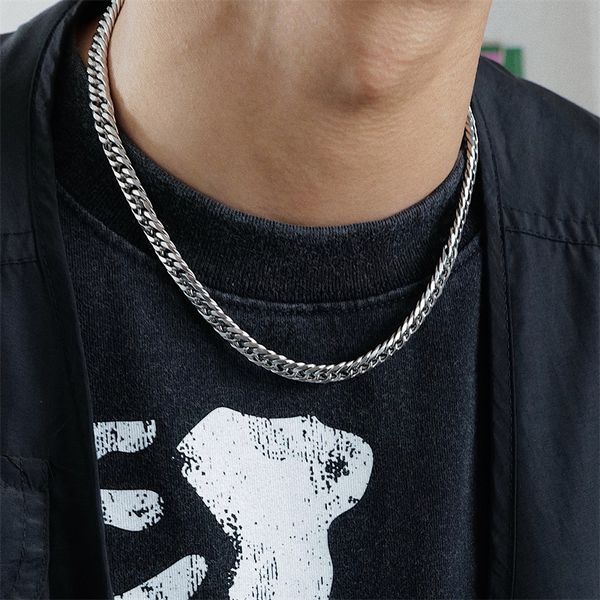 japanese cuban chain necklace titanium steel hip hop street versatile couple men's accessories, Silver
japanese cuban chain necklace titanium steel hip hop street versatile couple men's accessories, Silver
