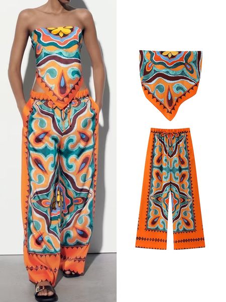 women's two piece pants traf fashion women printed blouse sets summer female causal headband style sling drawstring straight long 23050, White
women's two piece pants traf fashion women printed blouse sets summer female causal headband style sling drawstring straight long 23050, White
