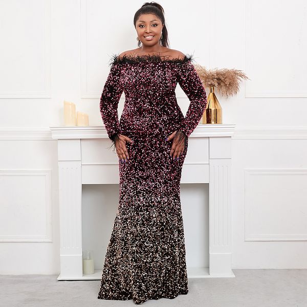 plus size dresses size off shoulder feather long sleeve sequin floor length evening party maxi reflective 230504, Black
plus size dresses size off shoulder feather long sleeve sequin floor length evening party maxi reflective 230504, Black
