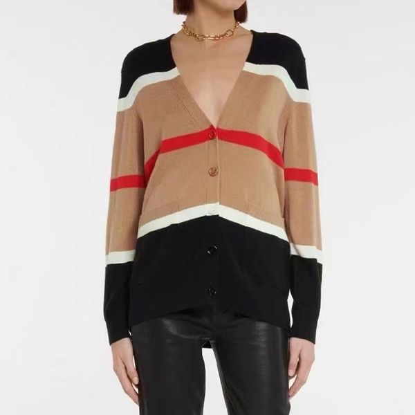 designer luxury striped patchwork color knitted cardigan fashion v-neck long sleeve temperament new knitted cardigan, White
designer luxury striped patchwork color knitted cardigan fashion v-neck long sleeve temperament new knitted cardigan, White