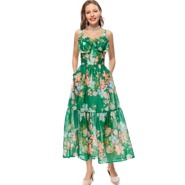 women's runway dresses spaghetti straps printed side pocket fashion holiday summer vestidos, Black
women's runway dresses spaghetti straps printed side pocket fashion holiday summer vestidos, Black