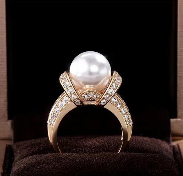 gorgeous gold pearl micro pave cz ring - elegant round party jewelry for women - perfect gift idea, Golden;silver
gorgeous gold pearl micro pave cz ring - elegant round party jewelry for women - perfect gift idea, Golden;silver
