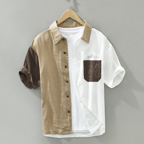men's casual shirts short sleeve100% linen shirt for men summer fashion simple casual chic patchwork blouse comfortable cozy breathable, White;black
men's casual shirts short sleeve100% linen shirt for men summer fashion simple casual chic patchwork blouse comfortable cozy breathable, White;black