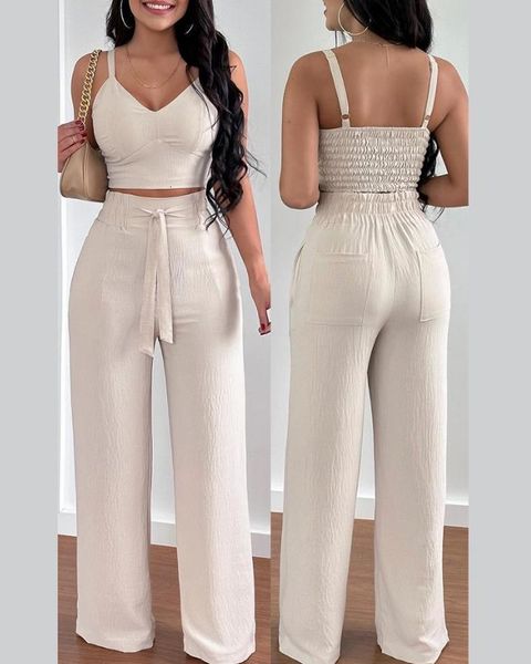 womens two piece pants tow piceses outfits for women vneck sleeveless shirred crop pocket design elegant work lady wide leg set 230505, White
womens two piece pants tow piceses outfits for women vneck sleeveless shirred crop pocket design elegant work lady wide leg set 230505, White