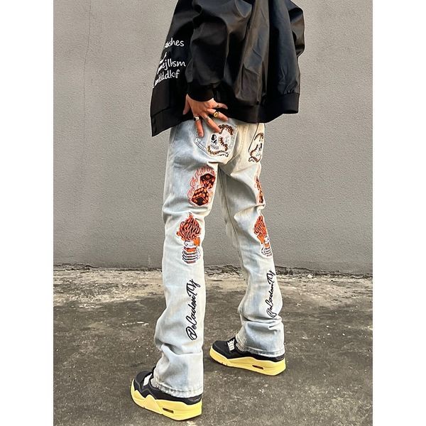 men's jeans american street flame skull embroidered men retro gothic style straight leg pants men clothing y2k mens jeans 230504, Blue
men's jeans american street flame skull embroidered men retro gothic style straight leg pants men clothing y2k mens jeans 230504, Blue