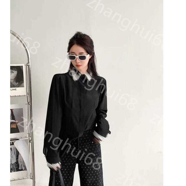 23ss high neck blouse women shirt womens designer clothing logo lace collar stitching long sleeve silk shirt women clothes a1, White
23ss high neck blouse women shirt womens designer clothing logo lace collar stitching long sleeve silk shirt women clothes a1, White