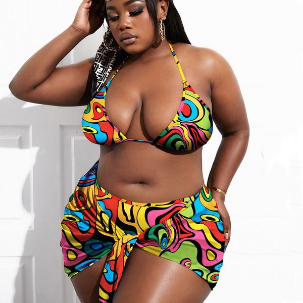 women's swimwear 3 piece set large size bikini cup women halter african swimming suit beach plus cover up swimsuit 230505, White;black
women's swimwear 3 piece set large size bikini cup women halter african swimming suit beach plus cover up swimsuit 230505, White;black