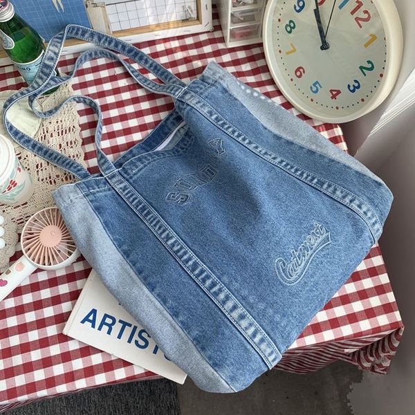 evening bags korean harajuku shoulder bag women big denim bag handbags ladies shopping bag tote bags for women letter embroidery jeans bag 2
evening bags korean harajuku shoulder bag women big denim bag handbags ladies shopping bag tote bags for women letter embroidery jeans bag 2