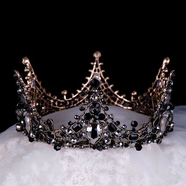 european and american atmospheric round crown black crystal rhinestone bride crown headdress dinner party crown black rose gold walking show, Silver
european and american atmospheric round crown black crystal rhinestone bride crown headdress dinner party crown black rose gold walking show, Silver