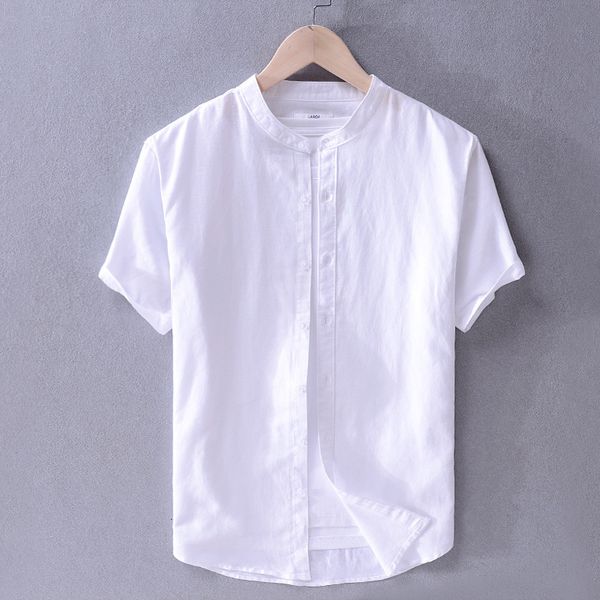 men's casual shirts men's cotton linen short sleeve shirt stand collar linen plain casual shirt literary linen shirt men 230505, White;black
men's casual shirts men's cotton linen short sleeve shirt stand collar linen plain casual shirt literary linen shirt men 230505, White;black