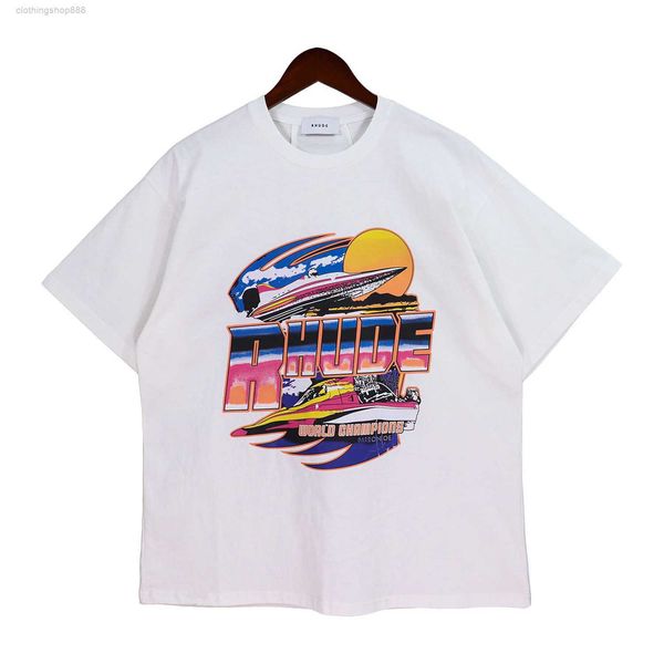men's rhude t shirt sunset yacht colorful letter print loose versatile and sleeve 380w, White;black
men's rhude t shirt sunset yacht colorful letter print loose versatile and sleeve 380w, White;black