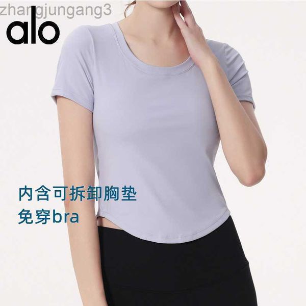 desginer alo yoga t shirt summer suit for women with chest pads round neck thin and breathable gym short sleeved trendy sports top, White
desginer alo yoga t shirt summer suit for women with chest pads round neck thin and breathable gym short sleeved trendy sports top, White