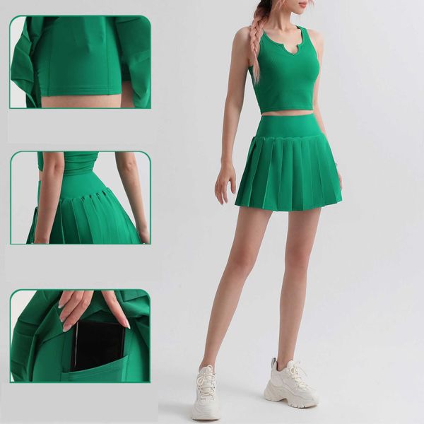 women's tennis skirt and charming gym running solid color sports lycra pleated yoga one-piece anti-glare skirts, Black
women's tennis skirt and charming gym running solid color sports lycra pleated yoga one-piece anti-glare skirts, Black