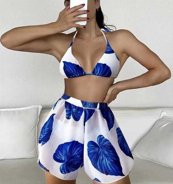 jinrui swimsuit womens leaf print bikini halter gauze skirt beach three piece, White;black
jinrui swimsuit womens leaf print bikini halter gauze skirt beach three piece, White;black