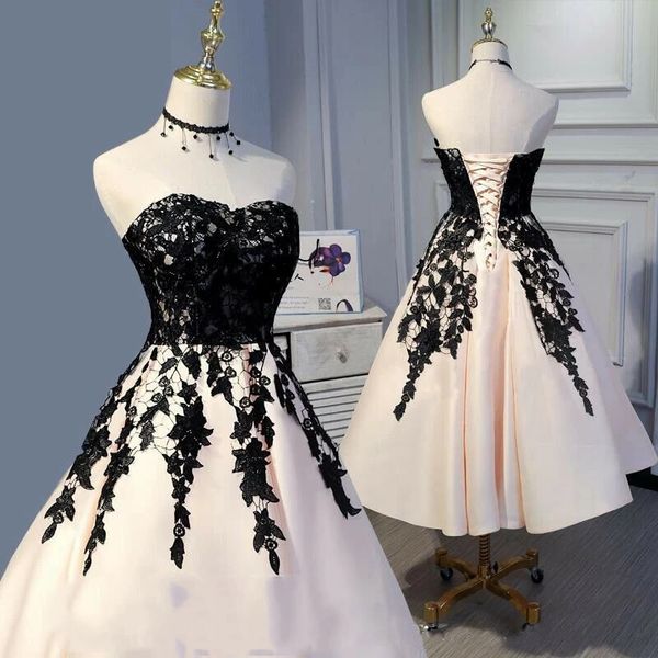 short sweety formal evening dresses black appliques sweethert satin a-line lace up plus size mini prom party gowns 02, Black;red
short sweety formal evening dresses black appliques sweethert satin a-line lace up plus size mini prom party gowns 02, Black;red