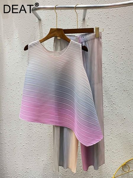 womens two piece pants deat women pleated suit round collar gradient color asymmetric lastic waist pants casual style summer fashion 15wx108, White
womens two piece pants deat women pleated suit round collar gradient color asymmetric lastic waist pants casual style summer fashion 15wx108, White