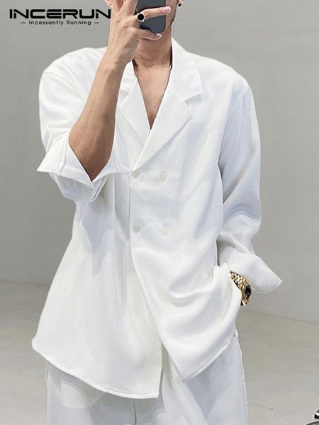 men's casual shirts incerun fashion men shirt solid color lapel long sleeve loose double breasted casual shirts korean streetwear men c, White;black
men's casual shirts incerun fashion men shirt solid color lapel long sleeve loose double breasted casual shirts korean streetwear men c, White;black