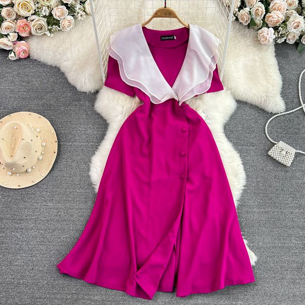 summer french gentle style dress double layer ruffled v-neck lace up waist slim single breasted split a-line dress, Black;gray
summer french gentle style dress double layer ruffled v-neck lace up waist slim single breasted split a-line dress, Black;gray