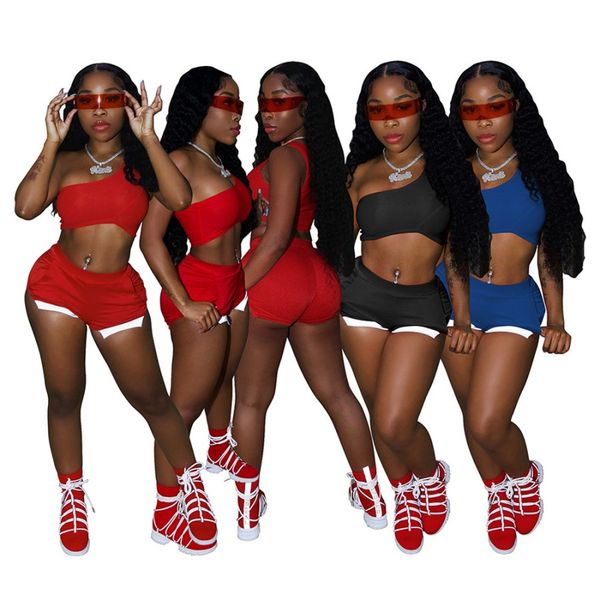 women's tracksuits one shoulder crop tank white inner shorts matching designer summer two 2 piece set outfits women clothing 9817, Gray
women's tracksuits one shoulder crop tank white inner shorts matching designer summer two 2 piece set outfits women clothing 9817, Gray