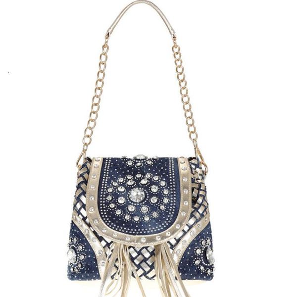 evening bags bag handbags fashion denim canvas multi function woven belt diamond single shoulder tassel 230504