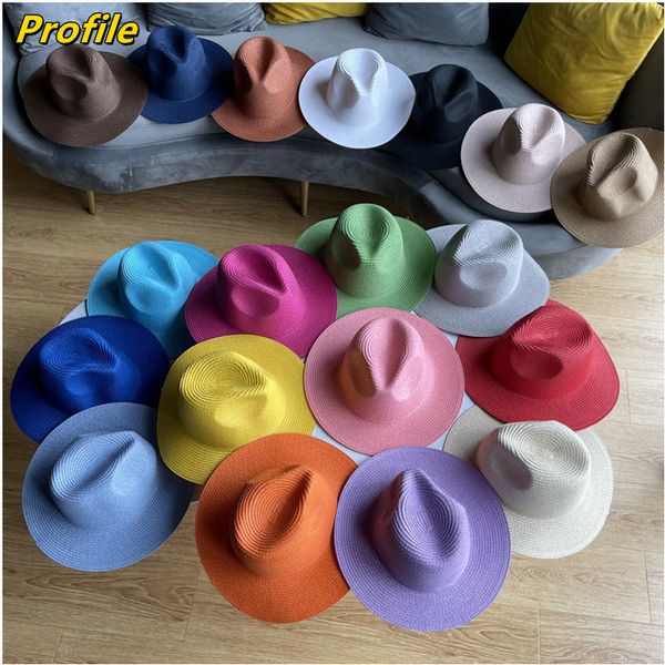 wide brim hats bucket beach hat adjustable men and women straw color fedora sun jazz macaron 230504, Blue;gray
wide brim hats bucket beach hat adjustable men and women straw color fedora sun jazz macaron 230504, Blue;gray