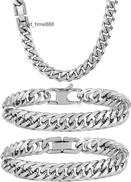 aoody 3pcs cuban link bracelet necklace sturdy 316l stainless steel cuban link chain for men jewelry set 8mm 7/8/9 inches, Silver
aoody 3pcs cuban link bracelet necklace sturdy 316l stainless steel cuban link chain for men jewelry set 8mm 7/8/9 inches, Silver