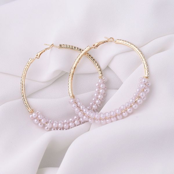 designer earrings sleek, simple pearl woven accessories with fresh trend round earrings, Golden;silver
designer earrings sleek, simple pearl woven accessories with fresh trend round earrings, Golden;silver