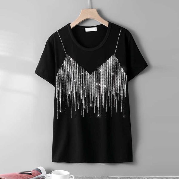 women's t-shirt summer new fashion shortsleeve tshirts female personality sling pattern loose round neck women j230504, White
women's t-shirt summer new fashion shortsleeve tshirts female personality sling pattern loose round neck women j230504, White