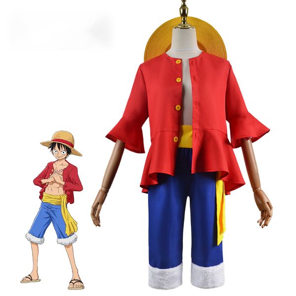 theme costume monkey d. luffy anime cosplay costume 230504, Black;red